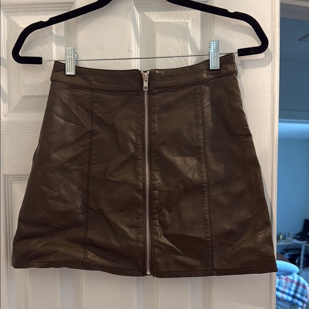 Brown Leather Skirt